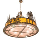 Meyda Lighting Quail Hunter With Dog 50" 16-Light Dark Burnished Antique Copper Inverted Pendant Light With Silver & Amber Mica Shade Glass