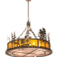 Meyda Lighting Quail Hunter With Dog 50" 16-Light Dark Burnished Antique Copper Inverted Pendant Light With Silver & Amber Mica Shade Glass