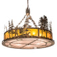 Meyda Lighting Quail Hunter With Dog 50" 16-Light Dark Burnished Antique Copper Inverted Pendant Light With Silver & Amber Mica Shade Glass