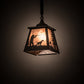 Meyda Lighting Quail Hunter With Dog 8"Sq Timeless Bronze Pendant Light With Silver Mica Shade Glass