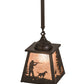 Meyda Lighting Quail Hunter With Dog 8"Sq Timeless Bronze Pendant Light With Silver Mica Shade Glass