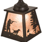 Meyda Lighting Quail Hunter With Dog 8"Sq Timeless Bronze Pendant Light With Silver Mica Shade Glass