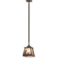 Meyda Lighting Quail Hunter With Dog 8"Sq Timeless Bronze Pendant Light With Silver Mica Shade Glass