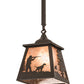 Meyda Lighting Quail Hunter With Dog 8"Sq Timeless Bronze Pendant Light With Silver Mica Shade Glass