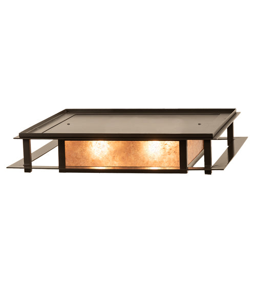 Meyda Lighting Quezon 24"Sq 4-Light Timeless Bronze Flush Mount Light With Silver Mica Shade Glass
