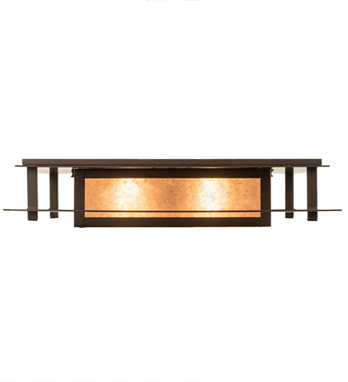 Meyda Lighting Quezon 24"Sq 4-Light Timeless Bronze Flush Mount Light With Silver Mica Shade Glass