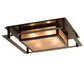 Meyda Lighting Quezon 24"Sq 4-Light Timeless Bronze Flush Mount Light With Silver Mica Shade Glass
