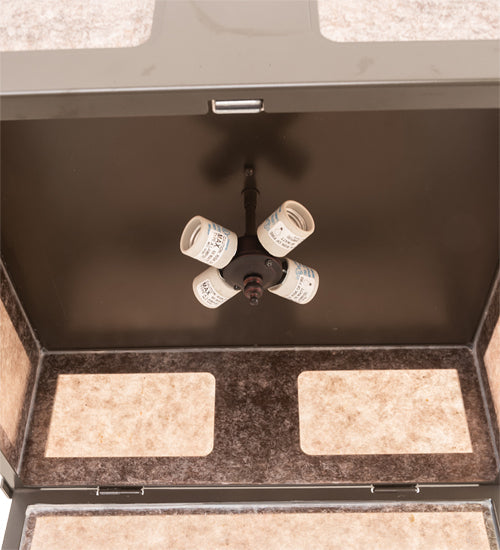 Meyda Lighting Quezon 34" 4-Light Timeless Bronze Flush Mount Light With Silver Mica Shade Glass