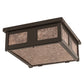 Meyda Lighting Quezon 34" 4-Light Timeless Bronze Flush Mount Light With Silver Mica Shade Glass