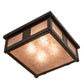Meyda Lighting Quezon 34" 4-Light Timeless Bronze Flush Mount Light With Silver Mica Shade Glass