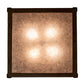 Meyda Lighting Quezon 34" 4-Light Timeless Bronze Flush Mount Light With Silver Mica Shade Glass