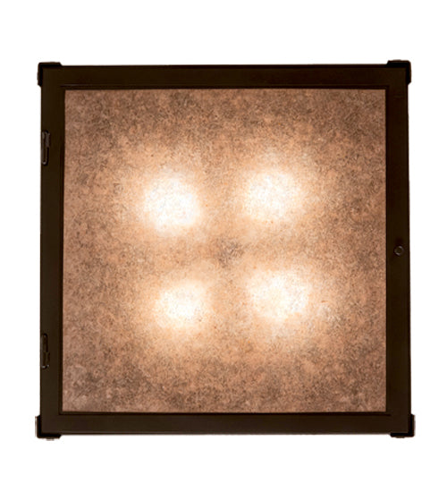 Meyda Lighting Quezon 34" 4-Light Timeless Bronze Flush Mount Light With Silver Mica Shade Glass
