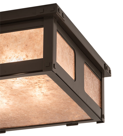 Meyda Lighting Quezon 34" 4-Light Timeless Bronze Flush Mount Light With Silver Mica Shade Glass