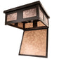 Meyda Lighting Quezon 34" 4-Light Timeless Bronze Flush Mount Light With Silver Mica Shade Glass