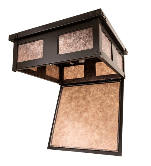 Meyda Lighting Quezon 34" 4-Light Timeless Bronze Flush Mount Light With Silver Mica Shade Glass