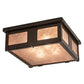 Meyda Lighting Quezon 34" 4-Light Timeless Bronze Flush Mount Light With Silver Mica Shade Glass
