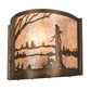 Meyda Lighting Quiet Pond 11" Antique Copper Wall Sconce With Silver Mica Shade Glass