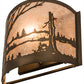 Meyda Lighting Quiet Pond 11" Antique Copper Wall Sconce With Silver Mica Shade Glass