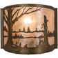 Meyda Lighting Quiet Pond 11" Antique Copper Wall Sconce With Silver Mica Shade Glass