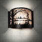 Meyda Lighting Quiet Pond 12" Textured Black Wall Sconce With Silver Mica Shade Glass