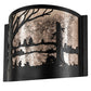 Meyda Lighting Quiet Pond 12" Textured Black Wall Sconce With Silver Mica Shade Glass