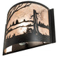 Meyda Lighting Quiet Pond 12" Textured Black Wall Sconce With Silver Mica Shade Glass