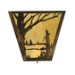 Meyda Lighting Quiet Pond 13" 2-Light Antique Copper Left Wall Sconce With Beige Art Shade Glass
