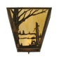 Meyda Lighting Quiet Pond 13" 2-Light Antique Copper Left Wall Sconce With Beige Art Shade Glass