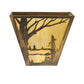 Meyda Lighting Quiet Pond 13" 2-Light Antique Copper Left Wall Sconce With Beige Art Shade Glass