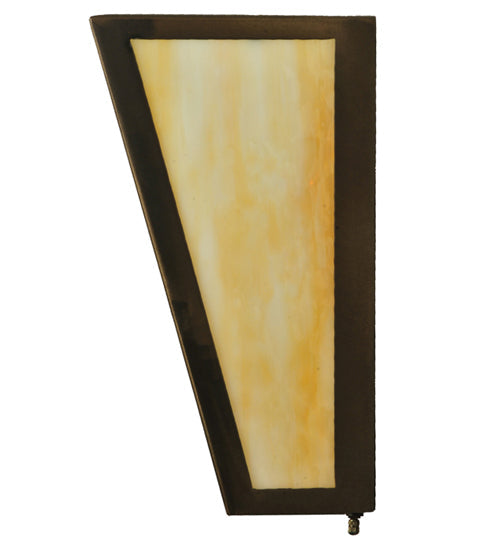 Meyda Lighting Quiet Pond 13" 2-Light Antique Copper Left Wall Sconce With Beige Art Shade Glass