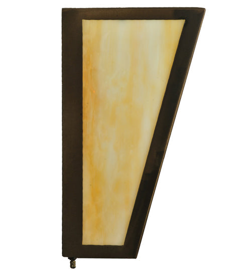Meyda Lighting Quiet Pond 13" 2-Light Antique Copper Right Wall Sconce With Beige Art Shade Glass