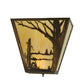 Meyda Lighting Quiet Pond 13" 2-Light Antique Copper Right Wall Sconce With Beige Art Shade Glass