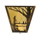 Meyda Lighting Quiet Pond 13" 2-Light Antique Copper Right Wall Sconce With Beige Art Shade Glass