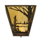 Meyda Lighting Quiet Pond 13" 2-Light Antique Copper Right Wall Sconce With Beige Art Shade Glass
