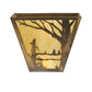 Meyda Lighting Quiet Pond 13" 2-Light Antique Copper Right Wall Sconce With Beige Art Shade Glass
