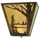Meyda Lighting Quiet Pond 13" 2-Light Antique Copper Right Wall Sconce With Beige Art Shade Glass