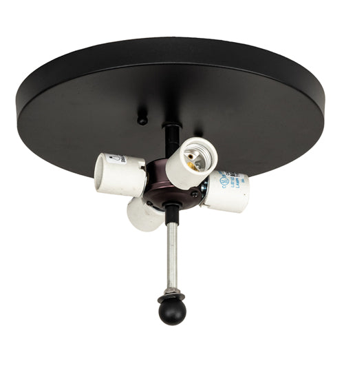 Meyda Lighting Quiet Pond 22" 4-Light Textured Black Flush Mount Light With Silver Mica Shade Glass