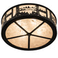 Meyda Lighting Quiet Pond 22" 4-Light Textured Black Flush Mount Light With Silver Mica Shade Glass