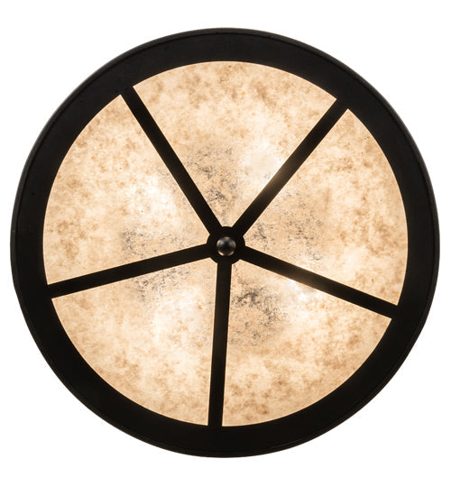 Meyda Lighting Quiet Pond 22" 4-Light Textured Black Flush Mount Light With Silver Mica Shade Glass