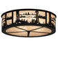 Meyda Lighting Quiet Pond 22" 4-Light Textured Black Flush Mount Light With Silver Mica Shade Glass