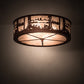 Meyda Lighting Quiet Pond 22" 7-Light Rust Flush Mount Light With Silver Mica Shade Glass
