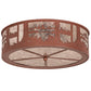 Meyda Lighting Quiet Pond 22" 7-Light Rust Flush Mount Light With Silver Mica Shade Glass