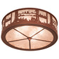 Meyda Lighting Quiet Pond 22" 7-Light Rust Flush Mount Light With Silver Mica Shade Glass