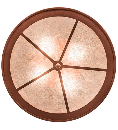 Meyda Lighting Quiet Pond 22" 7-Light Rust Flush Mount Light With Silver Mica Shade Glass