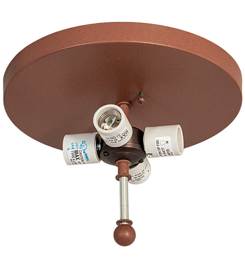 Meyda Lighting Quiet Pond 22" 7-Light Rust Flush Mount Light With Silver Mica Shade Glass