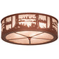 Meyda Lighting Quiet Pond 22" 7-Light Rust Flush Mount Light With Silver Mica Shade Glass