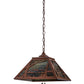 Meyda Lighting Quiet Pond 23" 2-Light Rust Pendant Light With Green & Brown Shade Glass