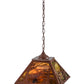 Meyda Lighting Quiet Pond 23" 2-Light Rust Pendant Light With Green & Brown Shade Glass