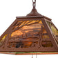 Meyda Lighting Quiet Pond 23" 2-Light Rust Pendant Light With Green & Brown Shade Glass