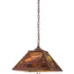 Meyda Lighting Quiet Pond 23" 2-Light Rust Pendant Light With Green & Brown Shade Glass